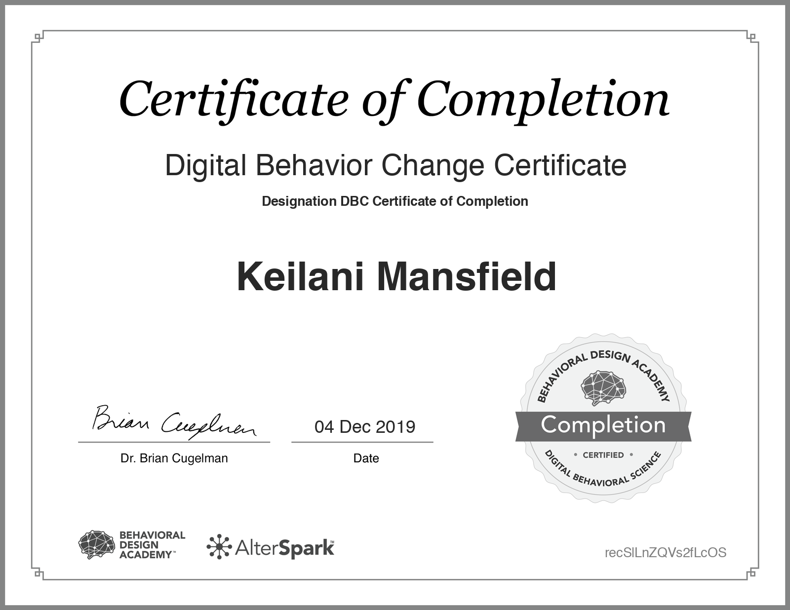 Digital Behavior Change Certificate