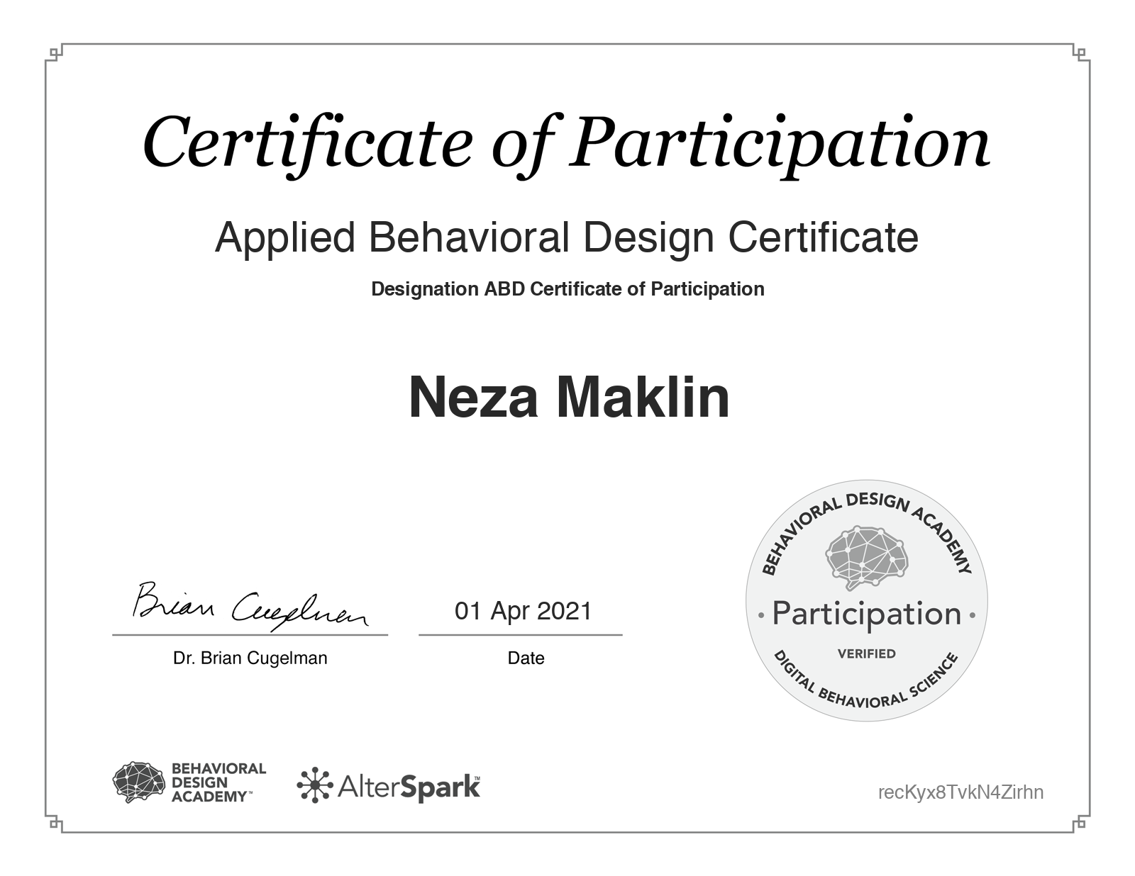 Applied Behavioral Design Certificate